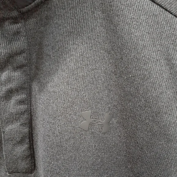 UNDER ARMOUR MENS STORM SWEATER FLEECE HEATHER SNAP MOCK SHIRT BLACK - Picture 7 of 9